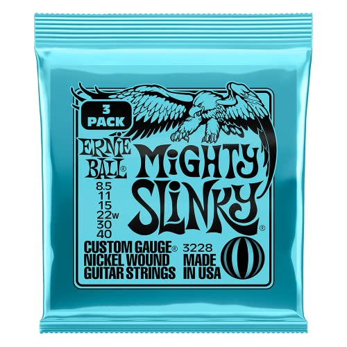 Image of Ernie Ball Mighty Slinky Nickel Wound Electric Guitar Strings 3-pack, 8.5-40 Gauge (P03228)