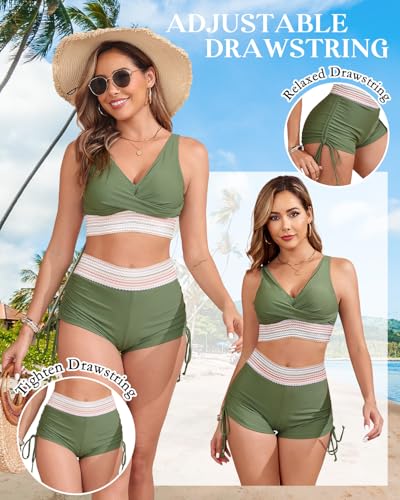 Century Star Women's Two Piece Swimsuit with Boy Shorts High Waisted Bikini Sets Sporty Swimming Suits Bathing Suit2