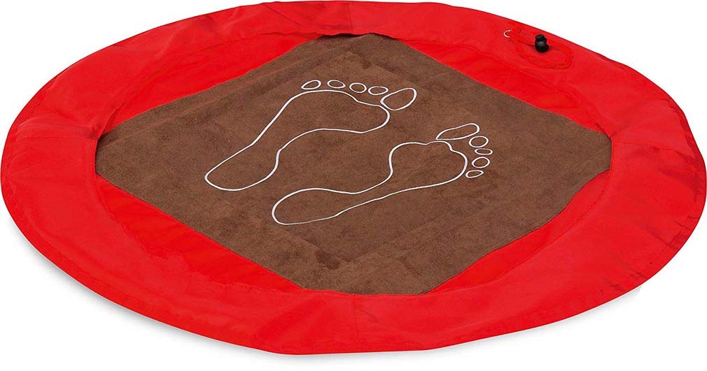 Tappeto poggiapiedi MISURE: Ø 63 cm. pratica sacca che funge da base di appoggio per il cambio dopo l'attività sportiva (rosso)