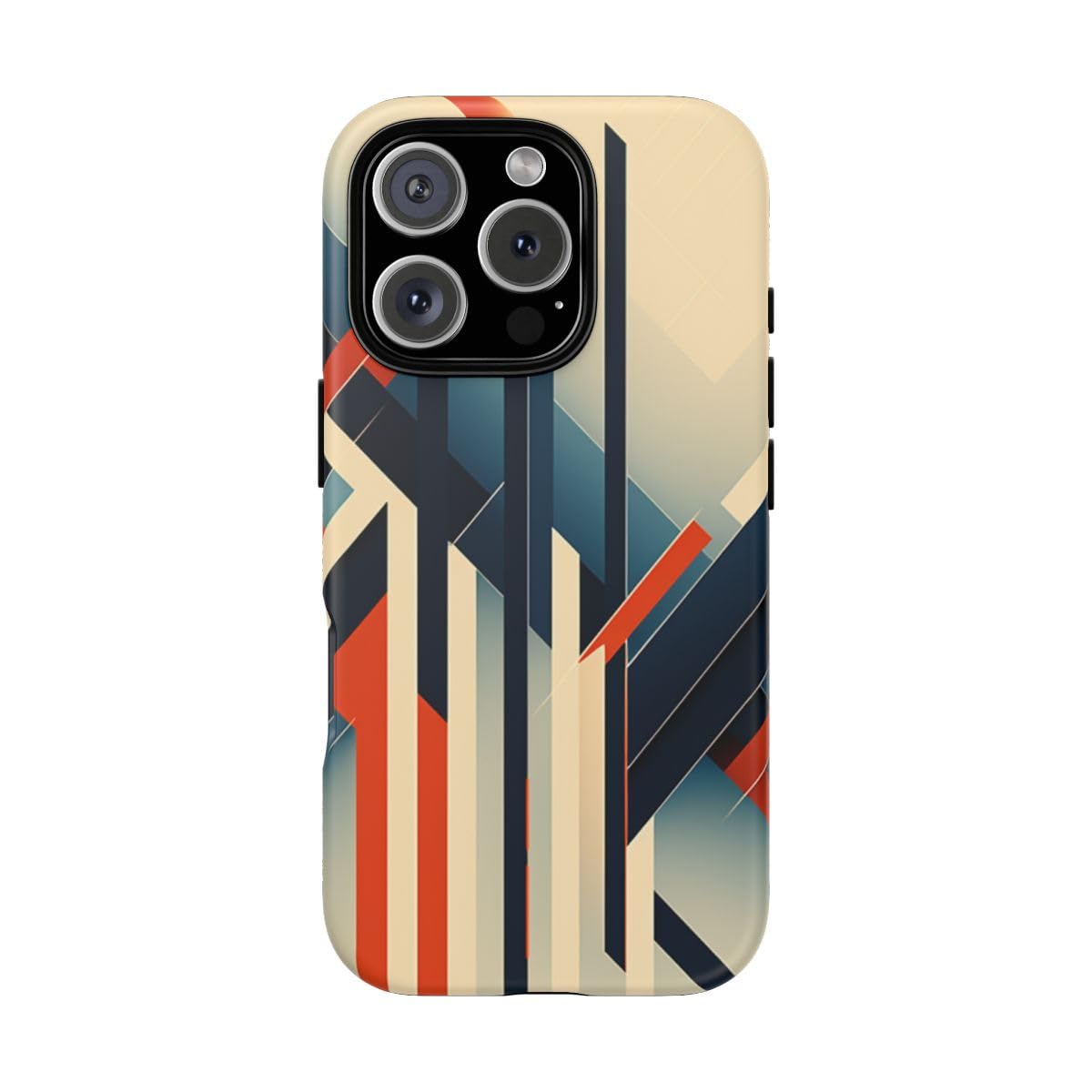 Coque iPhone 16 Pro rigide mate de qualité premium aux lignes géométriques chic