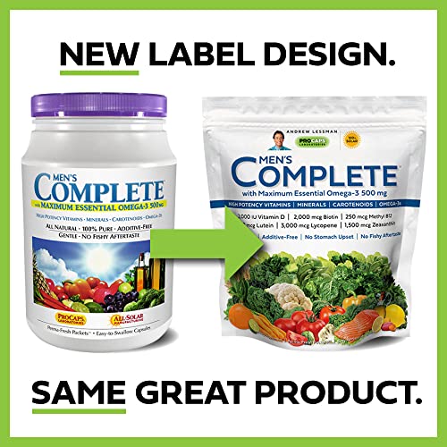 Andrew Lessman Multivitamin - Men's Complete With Maximum Essential Omega-3 500 Mg 60 Packets – 30+ High Potencies Of All Nutrients, Essential Vitamins, Minerals & Carotenoids. No Additives #TOP1