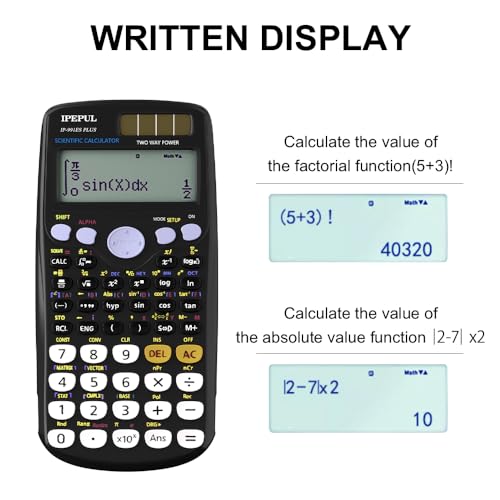 Image of Scientific Calculators, IPepul Math Calculator with 417 Function, Solar Battery Power and 4-Lines Display, School Supplies for Middle High College Students Teachers (Black)