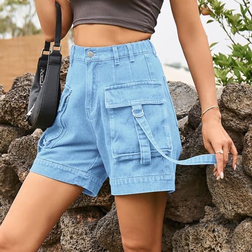 Short En Jean Pour Femme - Longueur Genou, Taille Haute, Coupe Ample (Style Décontracté Y2K/Harajuku)