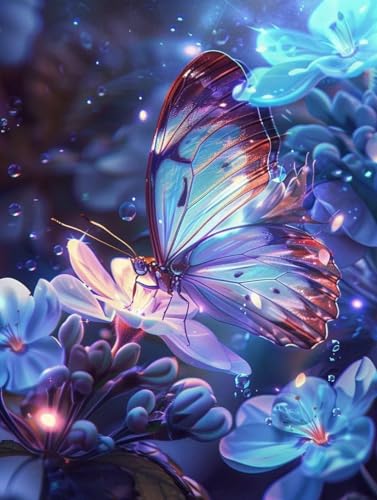 Pintura por números de mariposa y flores en lienzo 100x130cm para decorar salón