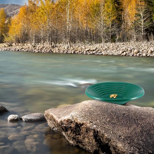 YUNYODA Goldpfanne für Goldwasch, 38,5 x 8,5cm Goldwaschpfanne aus Kunststoff, Gold Pan Basin Nugget Mining Baggern Schürfen Sieben Schwenken Goldwannenbecken (Grün)