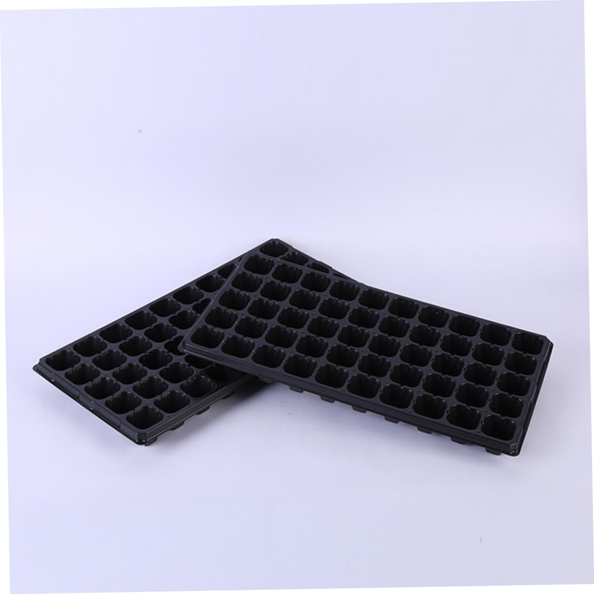 Plateau de Semis à 50 Alvéoles en PVC Noir, Support pour Plateau à Plantes, 6 Pièces, Adapté pour Semis de Légumes et Succulentes en Extérieur