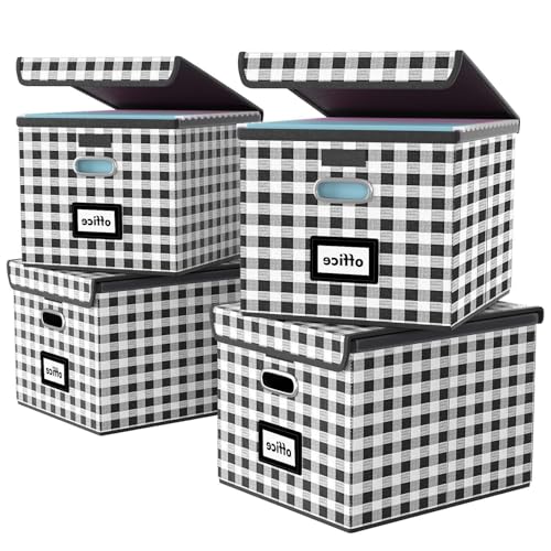 for Decorative File Organizer Boxes Office Document Storage with Lids, Li...