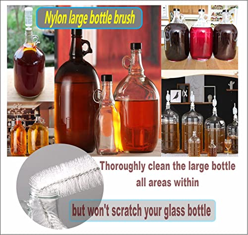 Henryda Carboy Brush, Cleaning 2 Piece 30 Inch Nylon Brushes, And Stainless Steel Extended Handle Water Bottle Brushes For 3 5 6 6.5 Gallon Glass Jugs Fermenters L-Bend Wire Dhuayt47665 #TOP6