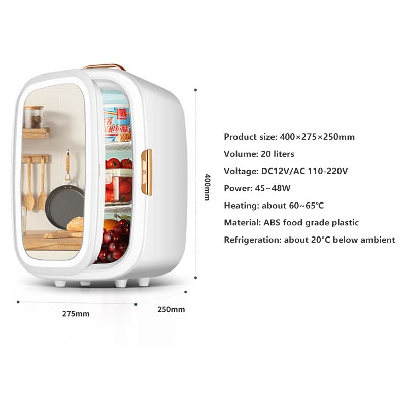 Nevera de Maquillaje de 20 l, Nevera portátil para Dormitorio, Nevera cosmética de Belleza, Nevera pequeña para Dormitorio, AC/DC, Coche, baño, Dormitorio Universitario