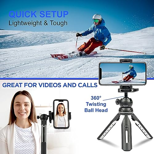 Acuvar Phone Tripod 55\" - Works as Tripod, Selfie Stick, and Camera Monopod for Go Pro- Cell Phone Tripod Stand w/ 360 Rotating Head - Tripod for iPhone Comes with Carrying Case for Content Creators - Thumbnail 4