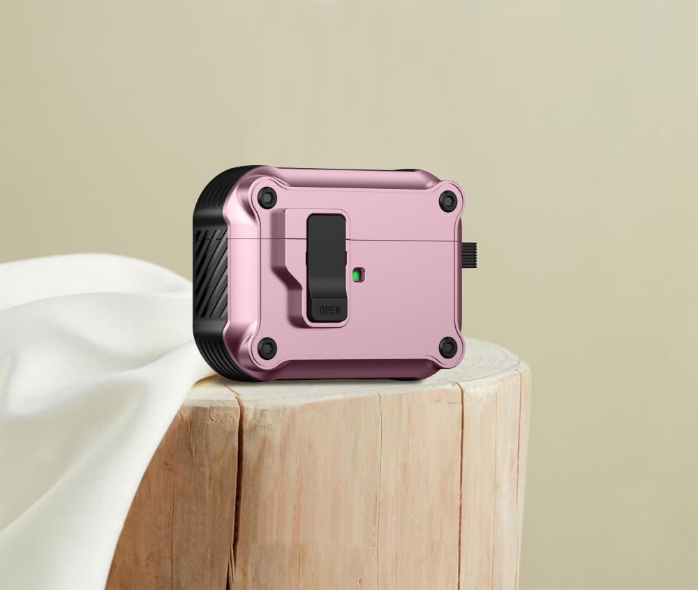 Coque AirPods 4 silicone rigide avec verrouillage de sécurité - Or Rose