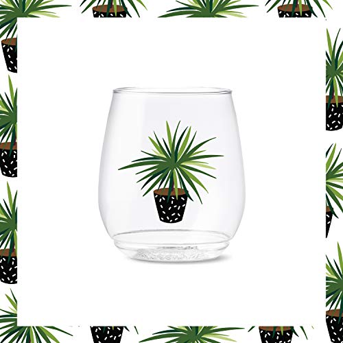 Tossware Pop 14Oz Vino Plant Mom Series, Set Of 6, Premium Quality, Recyclable, Unbreakable & Crystal Clear Plastic Wine Glasses #TOP4