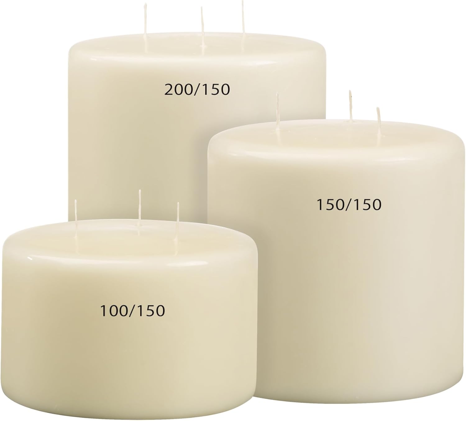 BOLSIUS Three Wick Big Pillar Candle Ivory – 6x6 Inches - Premium European Quality - 75 Hours Burn Time - Relight Unscented Large Pillar Candle - Smooth & Smokeless Flame - Wedding, & Party Candle