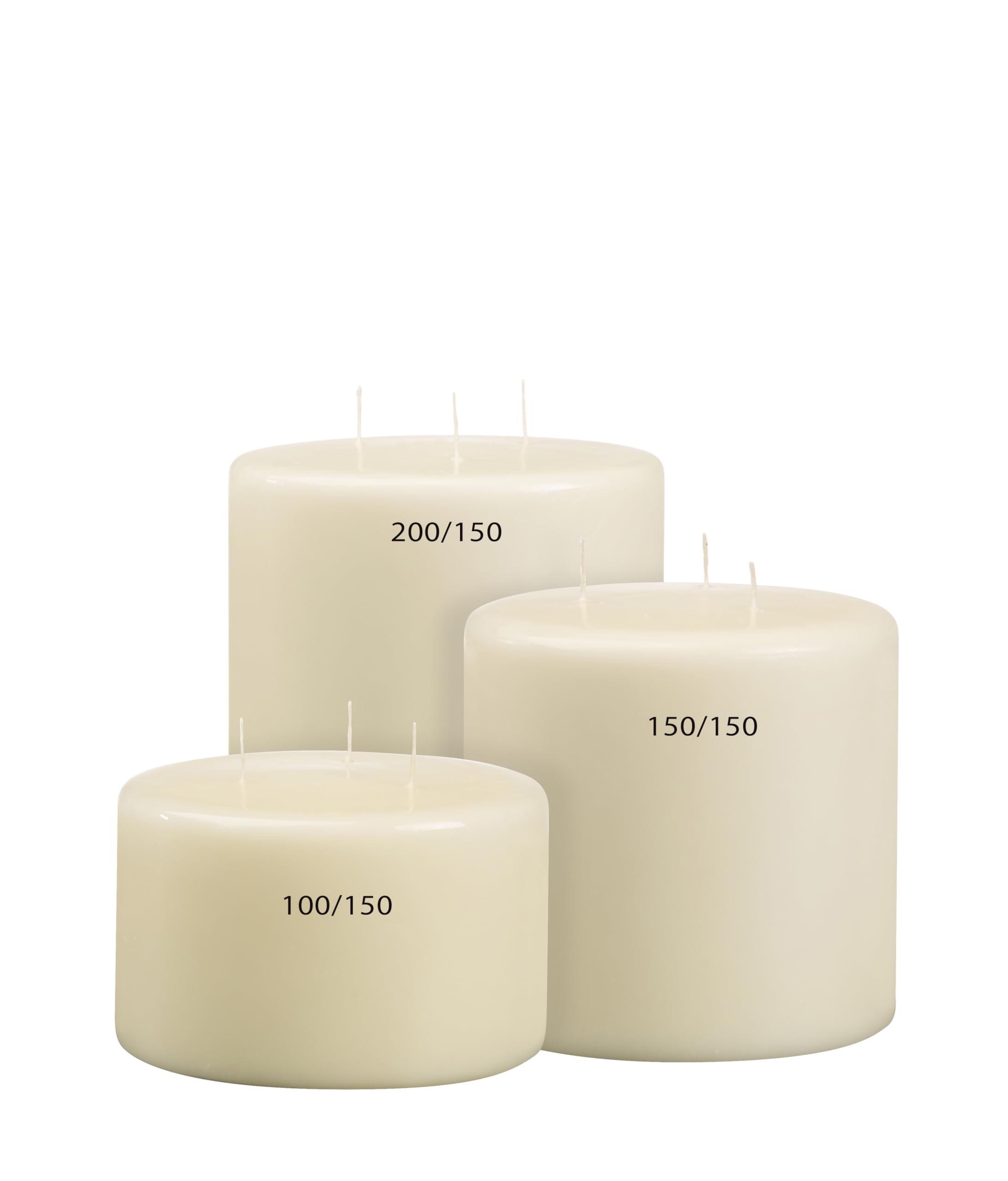 Bolsius Candela a Colonna XXL – Avorio – Multi-stoppino – Lunga Durata di combustione di 75 Ore – Extra Grande – Senza Profumo – Cera di paraffina – 15 x 15 cm