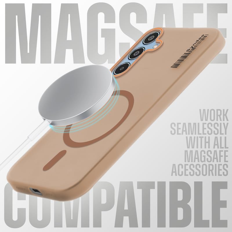Image of Mr. Case Back Cover for Samsung M35 5G Sleek Frosted Translucent Back Only Compatible with Wireless Magnetic Accessories | Anti-Scratch Shockproof Phone Case - Brown