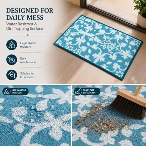 Image of Matz&More Anti Slip Multipurpose Floor Mat, 40x60cm, for Door, Entrance, Bathroom, Bedroom, Kitchen, Office, Tiles Turqoiuse