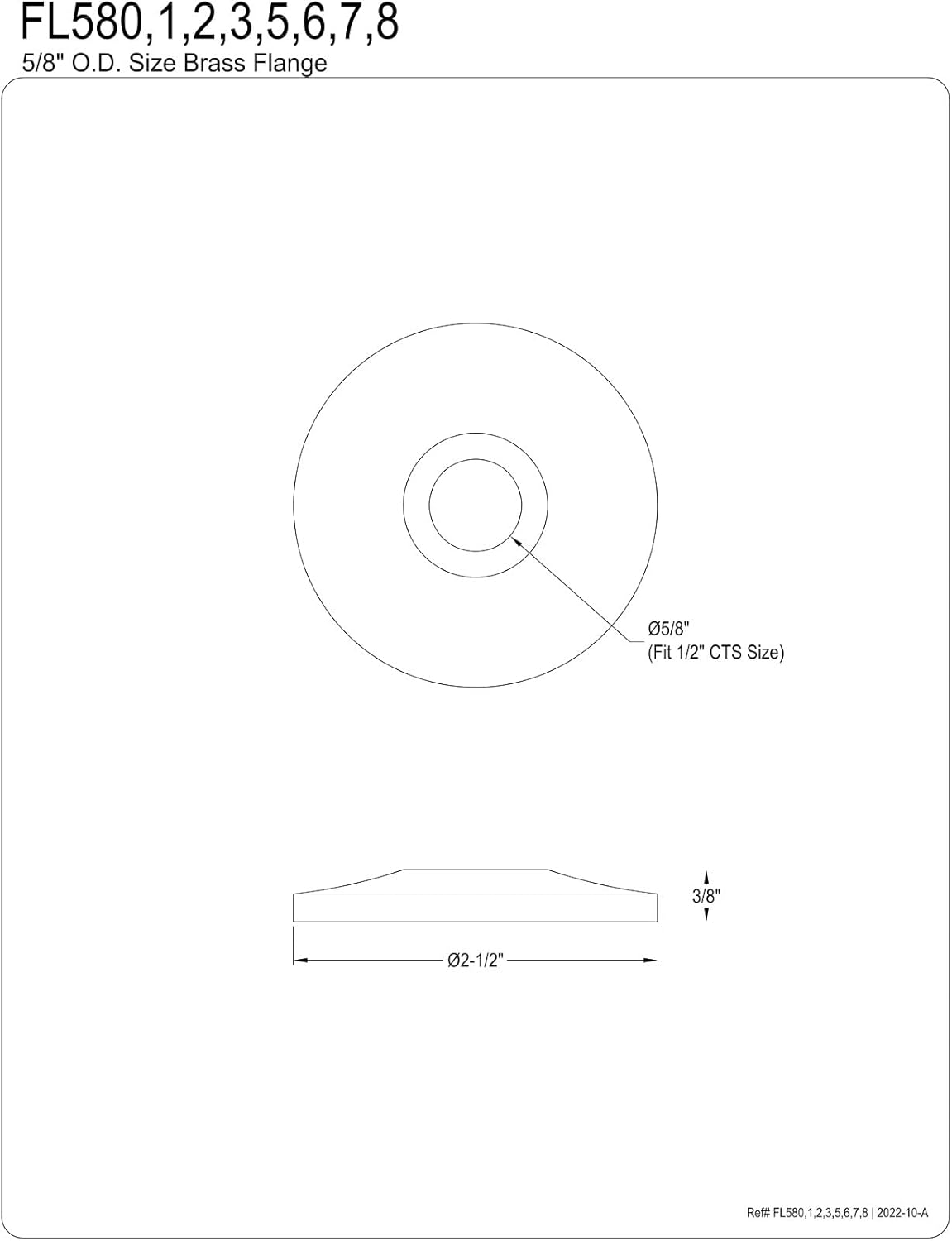Kingston Brass FL581 Made to Match 5/8" OD Brass Flange, Polished Chrome