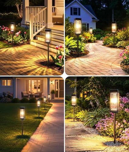 Image of BITPOTT Solar Pathway Lights Outdoor Waterproof Bright Garden Lights Solar Powered Auto On /Off, Dusk to Dawn Up to 12 Hrs Solar Landscape Lights for Yard Lawn (Filament lamp (Warm), Pack 20)