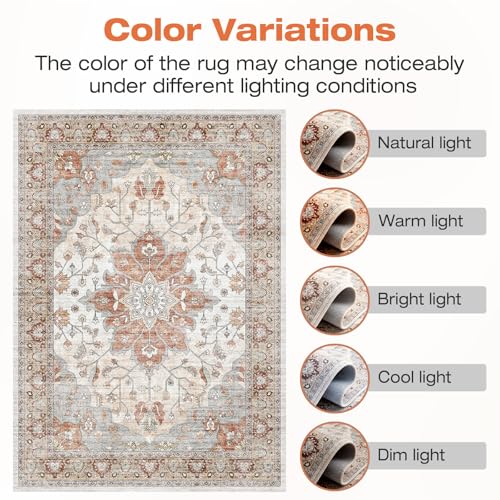 YBYX Washable Area Rug 10x12, Vintage Floral Carpet — view 2