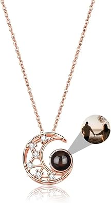 yky Customized Projection Necklace With Photos,Necklace With Picture Inside For Mom,Personalized Love Heart Necklace