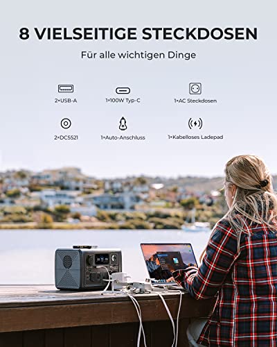 BLUETTI Tragbare Powerstation EB3A, 268Wh LiFePO4 Batterie Backup mit 600W (1200W Peak) AC Ausgängen, Solargenerator für Reise und Camping – Bild 4