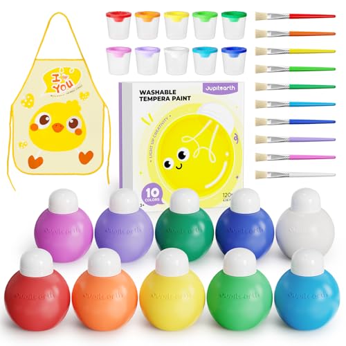 JUPITEARTH 10 Colors Washable Tempera Paint Set,...