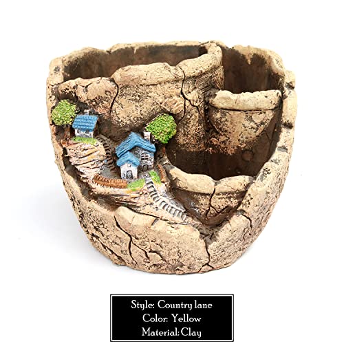 Moonzon Succulent Plant Pots, 5.3" Succulent Plant Cactus Creative Pots, Home, Office And Garden Pots Decoration, Exquisite Valentine's Day, Christmas, Birthday Gifts (Country Lane - Yellow) #TOP2