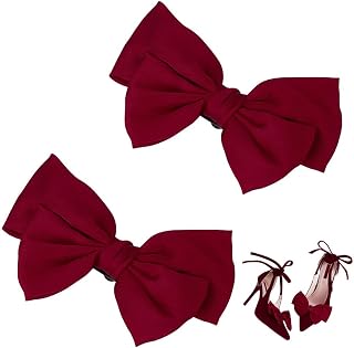 2pcs Bow Shoe Clips, Satin Buckle Removable Elegant Jewelry for Women's Shoes, Wedding, Summer Party Heels, Flats, Hair Accessories, Bag, Clothing, Boot