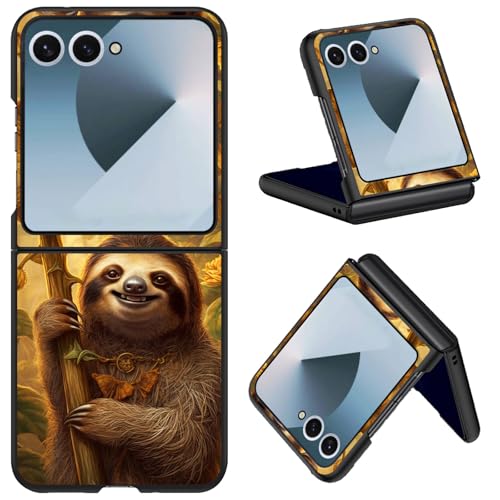 for Samsung Galaxy Z Flip 7 Case, Ultra Thin Hard PC Shell Slim Protective Phone Cover, Shockproof Scratch-Resistant Shell for Galaxy Z Flip 7 5G, Sloth on a Stick