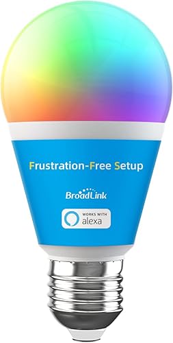 Broadlink Bombillas inteligentes  Configuración sencilla con Alexa 9W Bluetooth malla que cambia de color, bombillas LED A19 800lm E26 multicolor