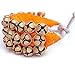 Handmade Indian Classical Dance Accessories Orange Pad Ghungroo Pair Dancing Bells 3 Line (14 No. Ghungroo)