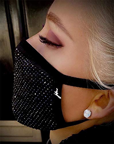 Khaleesi Sparkly Rhinestone Mouth Cover Bling Crystal Masquerade Ball Party Nightsclub Decorative Face Mask For Women Girls (Black B) #TOP1