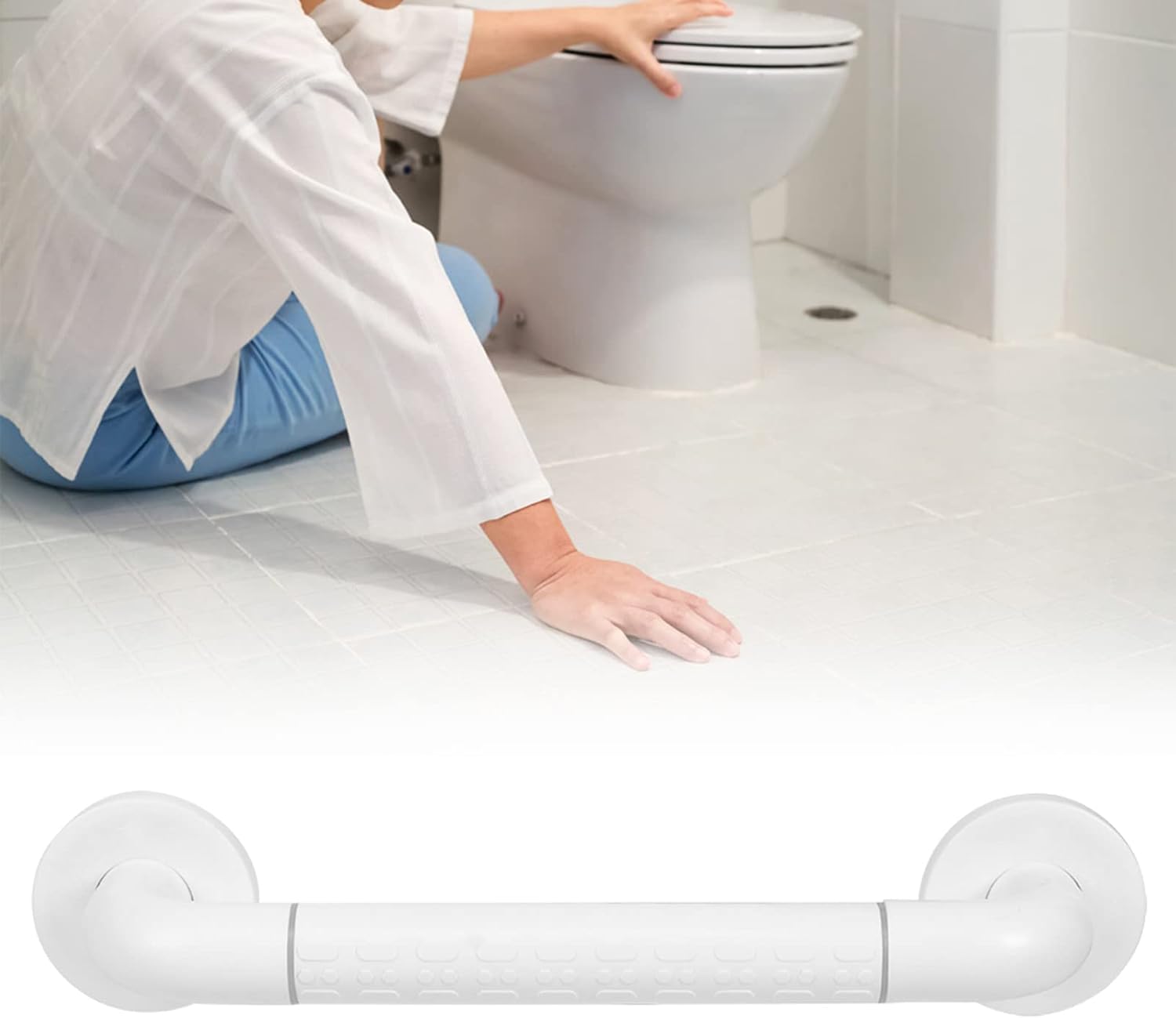 15.7in Stainless Steel Bath Grab Bar, Safety Hand Rail Handrail Shower Handle for Bathroom Bathtub Toilet for Injury, Senior, Elderly