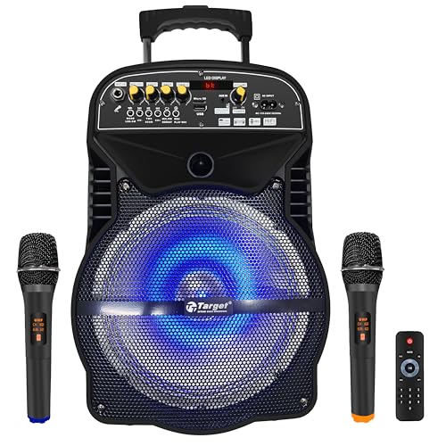 Image of TARGET TT-PAF-1010+ Wireless Bluetooth Trolley Speaker 10 inch 200 WATTS RMS, Karaoke with 2 Wireless Mic, Remote Control, FM Radio, Aux in /USB /SD Card with TWS