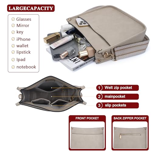 Image of HKCLUF Crossbody Bag Purse for Women 2PCS /Set Leather Hobo Handbag Wallet Set With 2Adjustable Guitar Strap Shoulder Bag | Purse