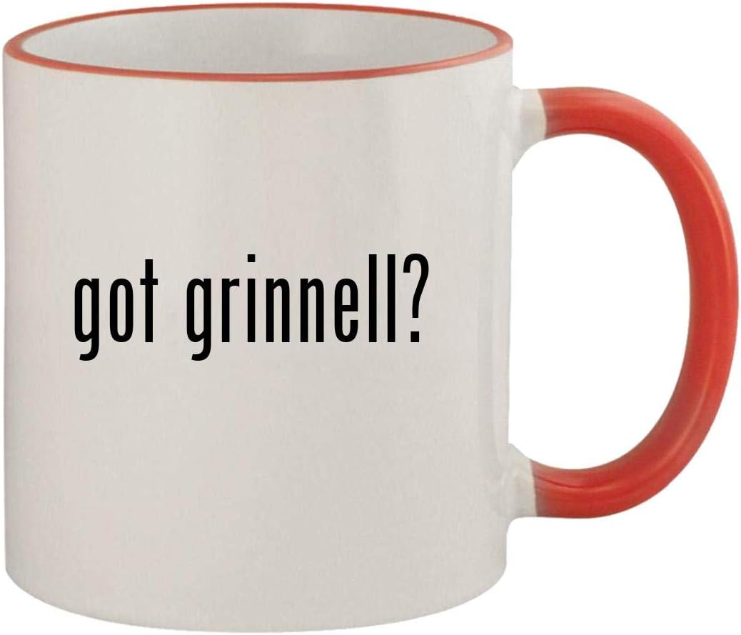 got grinnell? - 11oz Ceramic Colored Rim & Handle Coffee Mug, Red