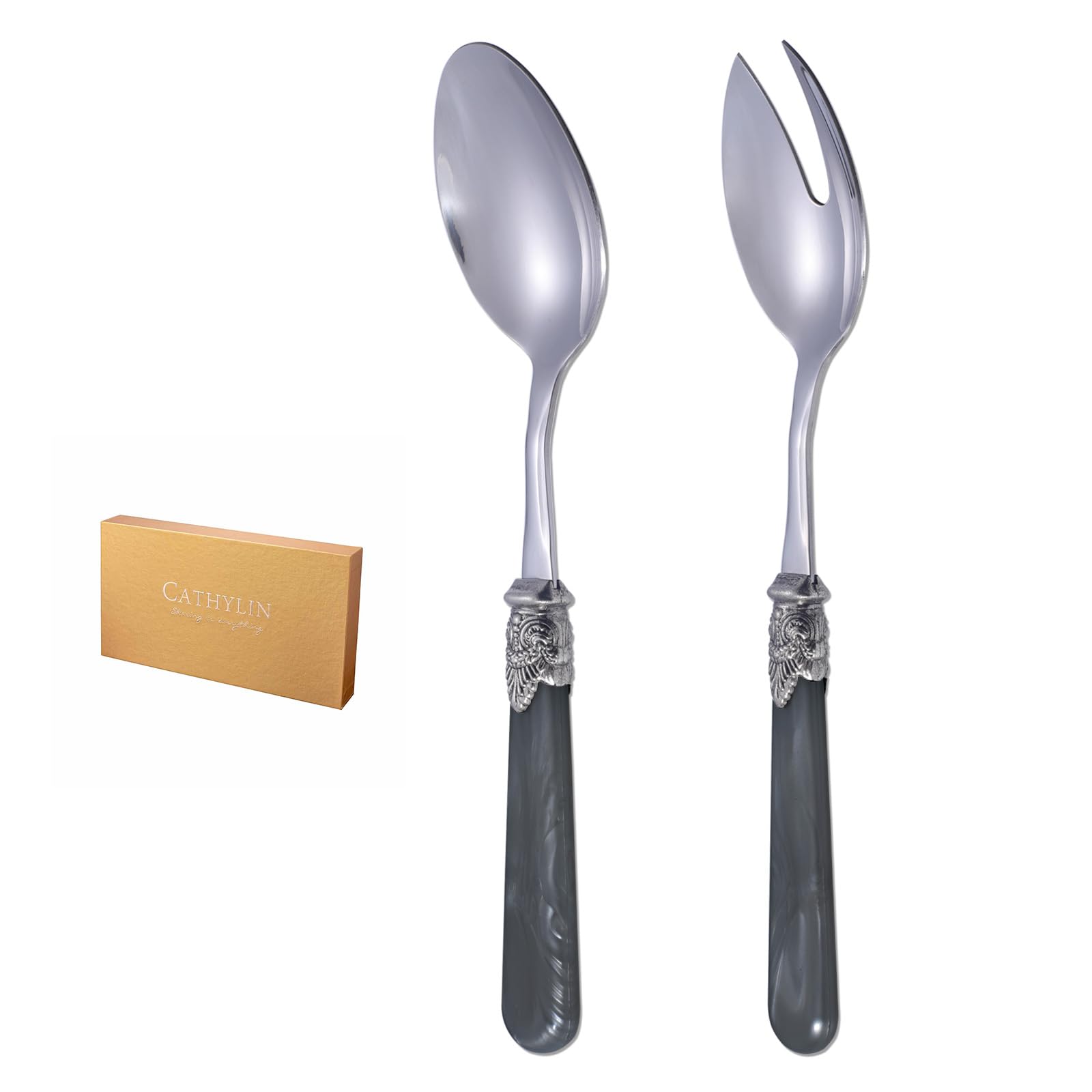 Red Stainless Steel Salad Servers - Set of 2 -8