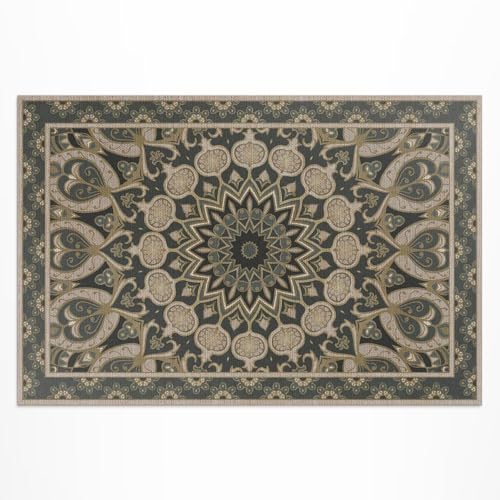 Tapis d'extérieur pour balcon et porche déco mandala bohème rectangle 60x90 - 2