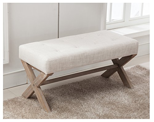 chairus Fabric Upholstered Entryway Bench Seat, 36 inch Bedroom Bench Seat with X-Shaped