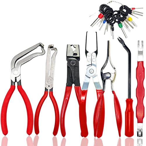 7 Pcs Auto Electrical Disconnect Pliers Set with Terminal Pin Removal, Connector Removal Tool with Hose Clamp Plier, Relay Puller&lectrical Connector Separator Tool, Automotive Repair Tool Kit