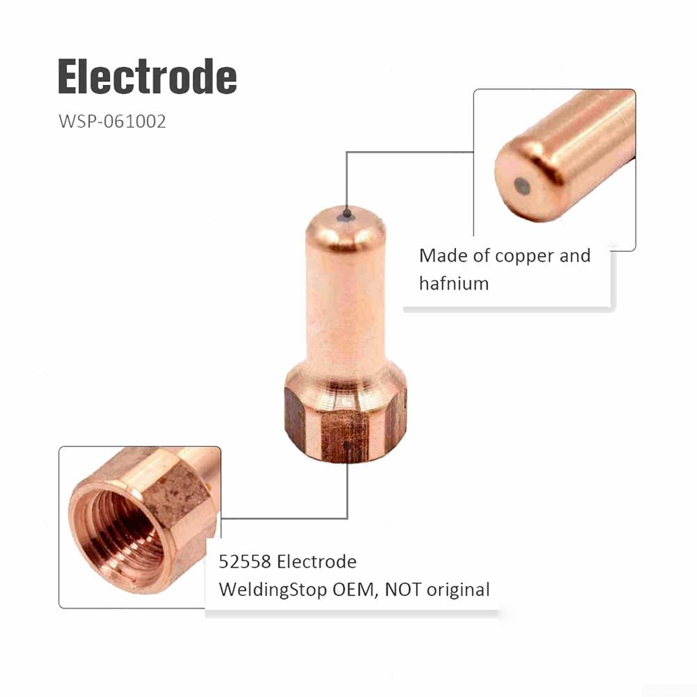Plasmaschneid-Verbrauchsmaterial-Set mit 52558 Elektroden und 51311 Spitzen, 1,0 mm, 1,2 mm, kompatibel mit IPT-80 PT80 PT-80 Plasmabrenner, inklusive 20 Elektroden und 20 Spitzen für präzise