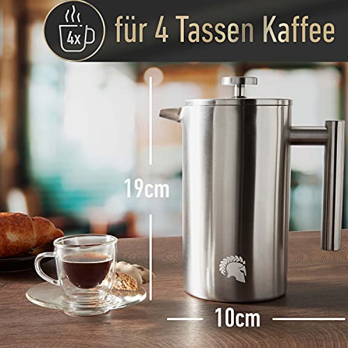 Barista Legends French Press Edelstahl Kaffeebereiter (1 Liter) - Doppelwandige Thermo Kaffeepresse für dauerhaft… – Bild 2