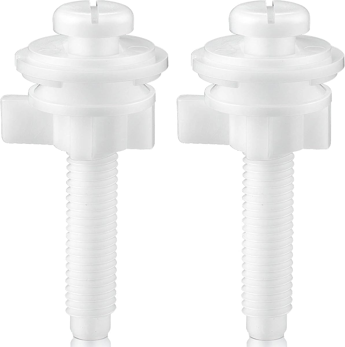 Jetec Juego de 2 tornillos para asiento de inodoro, pernos de plástico, tuercas y arandelas | Los pernos, tuercas y arandelas de plástico duradero reemplazan los herrajes desgastados del asiento del inodoro, se adaptan a la mayoría de los asientos, resisten el óxido y se instalan fácilmente.