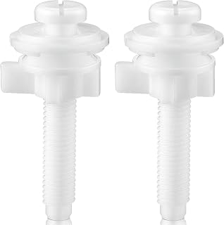 Jetec Toilet Seat Screws Replacement Kit - 2-Pack Rust-Proof Plastic Bolts, Nuts & Washers, Easy Install for Most Toilets, White