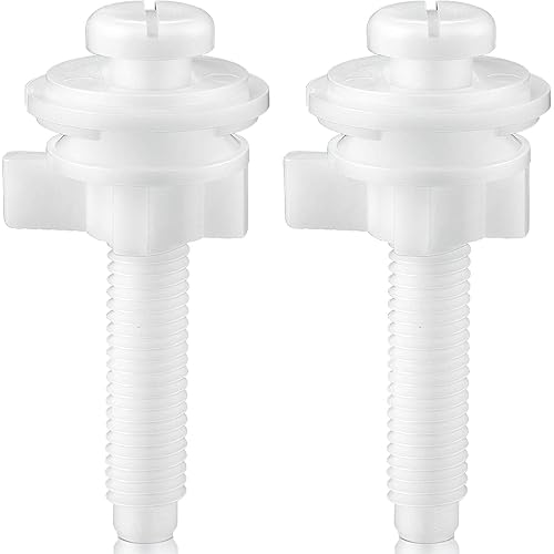 Jetec 2 Pieces Toilet Seat Screws Replacement Kit Plastic Bolts with Plastic Nuts and Washers Parts Kit for Fixing the Top Toilet Seat, White