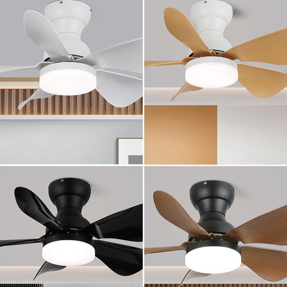 Ceiling Fans With Lights 29 Inch Small Kids Room Ceiling Fans Lights 18W Dimmable LED Ceiling Fans 6 Speeds 5 Blades Reversible Quiet Ceiling Fans With Light For Indoor/Outdoor Flush Mount Ceiling Fan