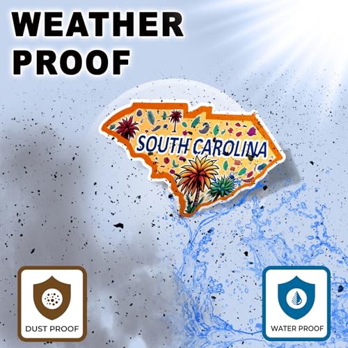 Image of South Carolina State Sticker 5 Inch Waterproof Vinyl Decal Durable USA State Graphic for Laptop Water Bottle Car Window Bumper Truck Travel Decoration