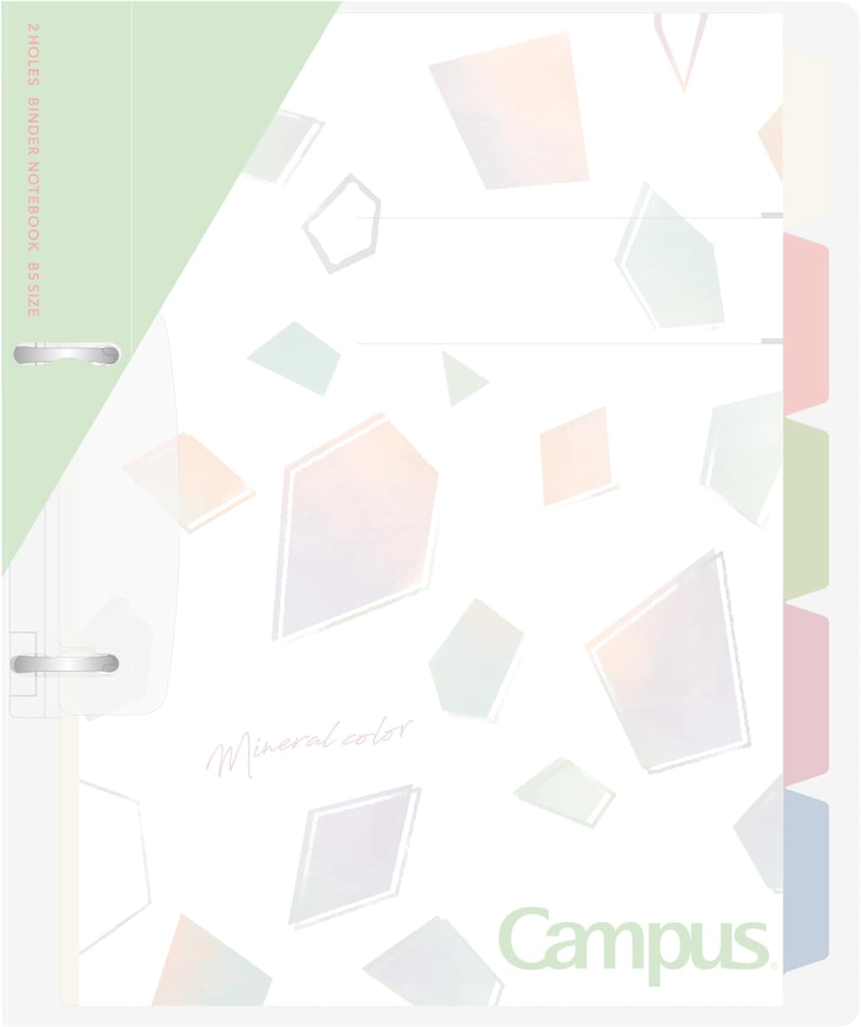 Kokuyo Campus Refillable Notebook, B5 Slim 2 Ring Binder Notebook with 5 Subject Dividers, 100 Sheets Capacity. Suitable for 26 Holes Loose Leaf Paper, Mineral Pistachio Green (Le-PP358-L4LG)