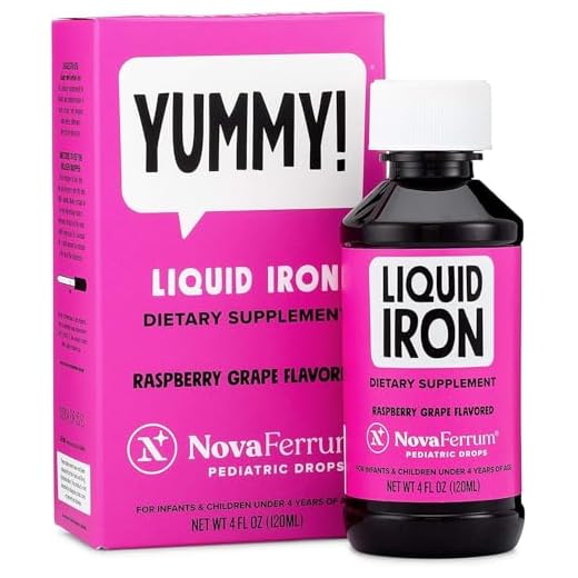 NovaFerrum Yummy | Pediatric Drops Liquid Iron Supplement for Infants and Toddlers | Liquid Iron For Kids | 15mg of Iron Per 1mL Dose | Ages 4 & Under | Gluten Free Certified | Sugar Free | Raspberry Grape | 4 Fl Oz (120 mL) | 120 Servings