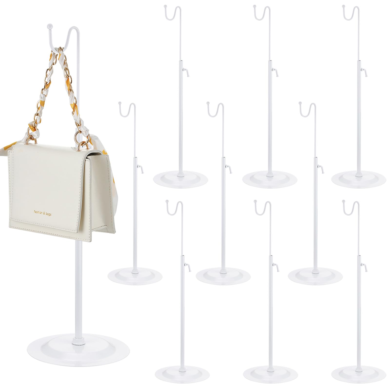 Photo 1 of [MMISSING BASES ] Therwen 10 Pcs White Purse Display Stand, Adjustable Height